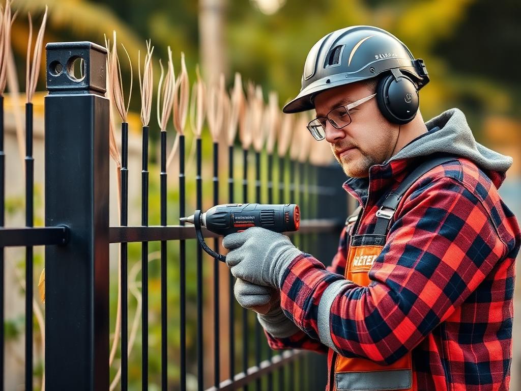 HekPro monteur installeert anthracite hekwerk